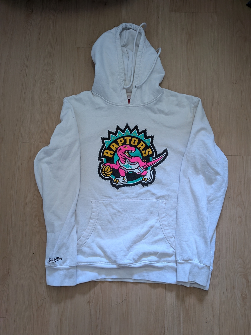 Toronto Raptors NBA Logo White Pullover Hoodie Mitchell & Ness Men's XL